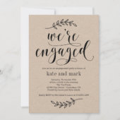 Rustic Elegance Engagement Party Invitation Kraft Kaart (Voorkant)