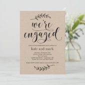 Rustic Elegance Engagement Party Invitation Kraft Kaart (Staand voorkant)