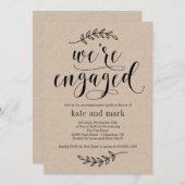 Rustic Elegance Engagement Party Invitation Kraft Kaart (Voorkant / Achterkant)