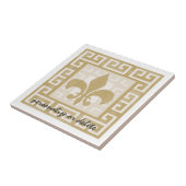 Rustic Elegance Fleur de Lis Greek Key Patroon Tegeltje (Zijkant)