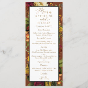 Rustic Elegance Floral Bouquet Wedding Reception Menu