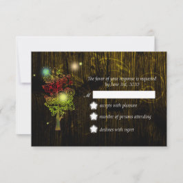 Rustic Elegance Mocha Brown country Wedding RSVP Kaartje