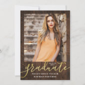 Rustic Elegance Modern Script 2-Photo Afstuderen Aankondiging (Voorkant)