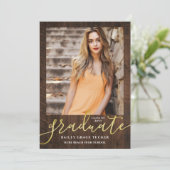 Rustic Elegance Modern Script 2-Photo Afstuderen Aankondiging (Staand voorkant)