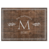 Rustic Elegance Monogram Faux Wood Snijplank (Voorkant)