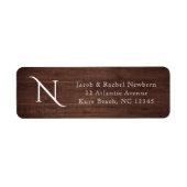 Rustic Elegance Monogram Initial Return Address Etiket (Voorkant)