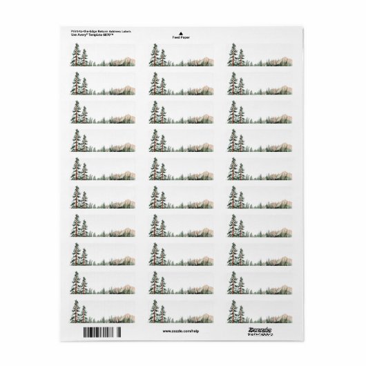 Rustic Elegance Mountains Forest Pine Blank Etiket (Full Sheet)