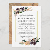 Rustic Elegance Pine Cone, Fern en Greenery Kaart (Voorkant / Achterkant)