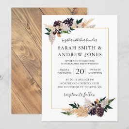 Rustic Elegance Pine Cone, Fern en Greenery Kaart