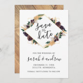 Rustic Elegance Pine Cone Greenery Save the Date (Voorkant / Achterkant)