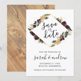 Rustic Elegance Pine Cone Greenery Save the Date