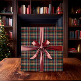Rustic Elegance Plaid Cranberry Dk Blue Teal Green Cadeaupapier