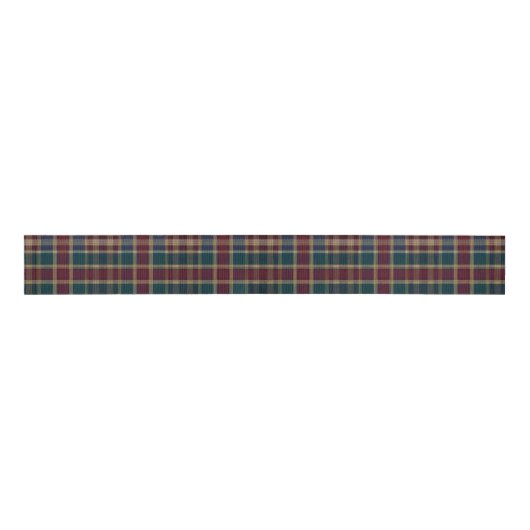 Rustic Elegance Plaid Cranberry Dk Blue Teal Green Grosgrain Lint (Voorkant)