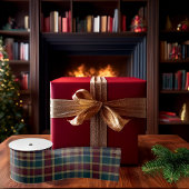 Rustic Elegance Plaid Cranberry Dk Blue Teal Green Grosgrain Lint