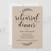 Rustic Elegance Rehearsal Dinner Invitation Kraft Kaart (Voorkant)