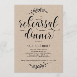 Rustic Elegance Rehearsal Dinner Invitation Kraft Kaart