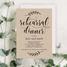 Rustic Elegance Rehearsal Dinner Invitation Kraft