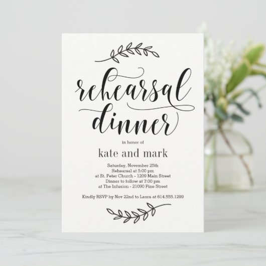 Rustic Elegance Rehearsal Dinner Uitnodiging (Staand voorkant)