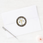 Rustic Elegance RN Caduceus Black | Goudhout Ronde Sticker (Envelop)