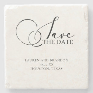 Rustic Elegance Save the Date Calligraphy Stenen Onderzetter
