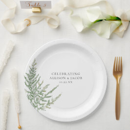 Rustic Elegance Waterverf Fern Wedding Papieren Bordje