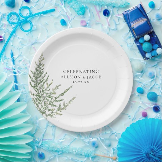 Rustic Elegance Waterverf Fern Wedding Papieren Bordje (Feest)