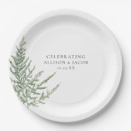 Rustic Elegance Waterverf Fern Wedding Papieren Bordje