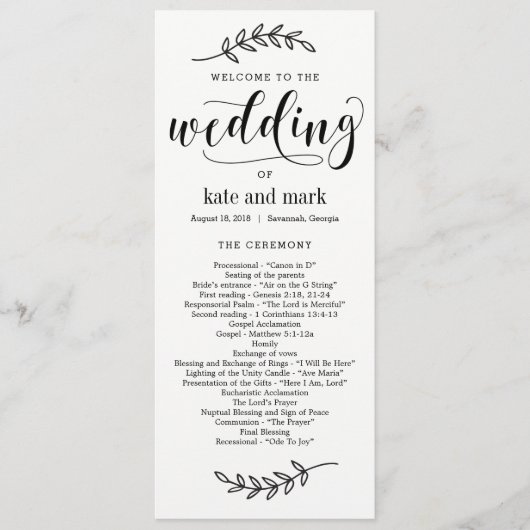 Rustic Elegance Wedding Ceremony Program Programmakaart (Voorkant)