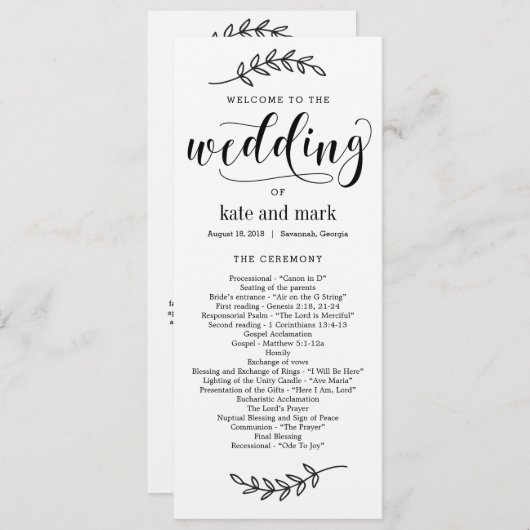 Rustic Elegance Wedding Ceremony Program Programmakaart (Voorkant / Achterkant)