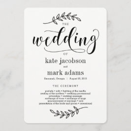 Rustic Elegance Wedding Ceremony Programma Programmakaart