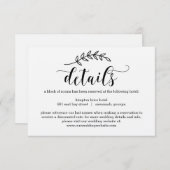 Rustic Elegance Wedding Details Card Kraft Informatiekaartje (Voorkant / Achterkant)