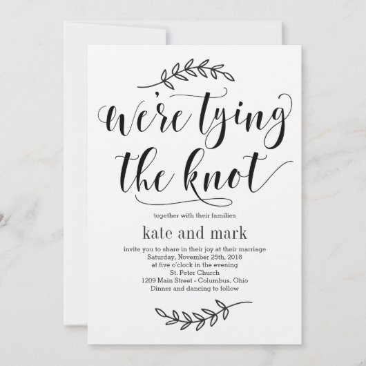 Rustic Elegance Wedding Invitation Kraft Kaart (Voorkant)