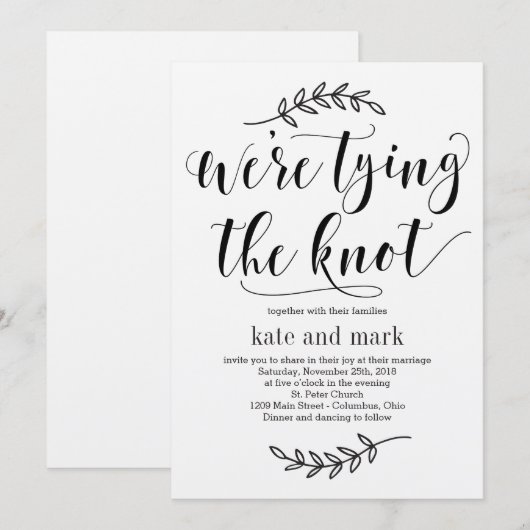 Rustic Elegance Wedding Invitation Kraft Kaart (Voorkant / Achterkant)