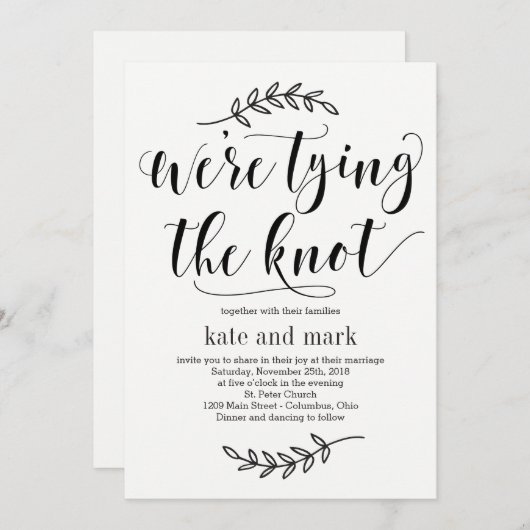 Rustic Elegance Wedding Invitation Kraft Kaart (Voorkant / Achterkant)