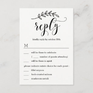 Rustic Elegance Wedding RSVP met menuopties Kaart