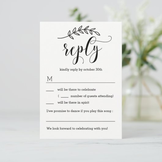 Rustic Elegance Wedding RSVP zonder menuopties (Staand voorkant)