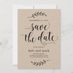 Rustic Elegance Wedding Save the Date Kaart Kraft