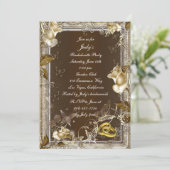 Rustic Elegance White Rose Bachelorette Party Kaart (Staand voorkant)