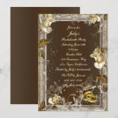 Rustic Elegance White Rose Bachelorette Party Kaart (Voorkant / Achterkant)