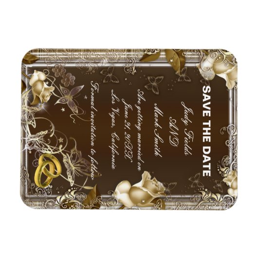 Rustic Elegance White Rose bewaar de datum magneet (Horizontaal)