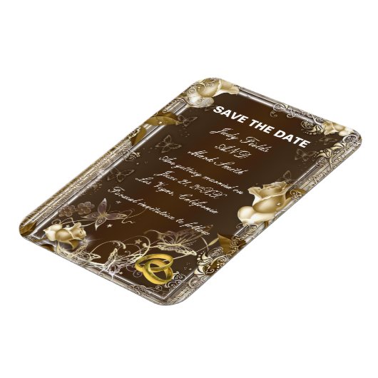 Rustic Elegance White Rose bewaar de datum magneet (Linkerzijde)