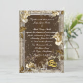 Rustic Elegance White Rose Invitation Kaart (Staand voorkant)
