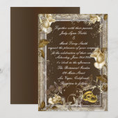 Rustic Elegance White Rose Invitation Kaart (Voorkant / Achterkant)