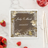 Rustic Elegance White Rose Paper Napkins Servet (Insitu)