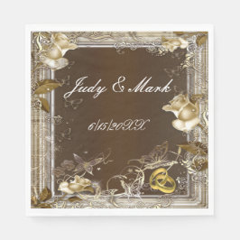 Rustic Elegance White Rose Paper Napkins Servet