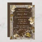 Rustic Elegance White Rose Rehearsal Dinner Invite Kaart (Voorkant / Achterkant)