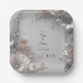 Rustic Elegant 3D Floral Wedding  Papieren Bordje (Voorkant)