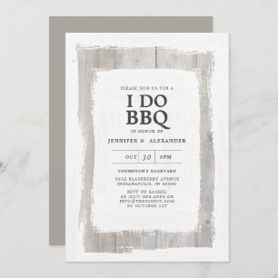 Rustic Elegant Barnwood I DO BBQ Engagement Party Kaart