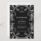 Rustic Elegant Black Floral Save the Date Kaart (Voorkant)