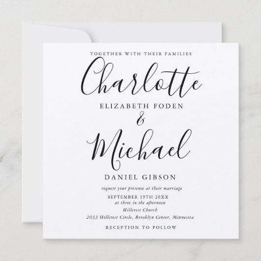 Rustic Elegant Black Script Kraft Wedding Kaart (Voorkant)
